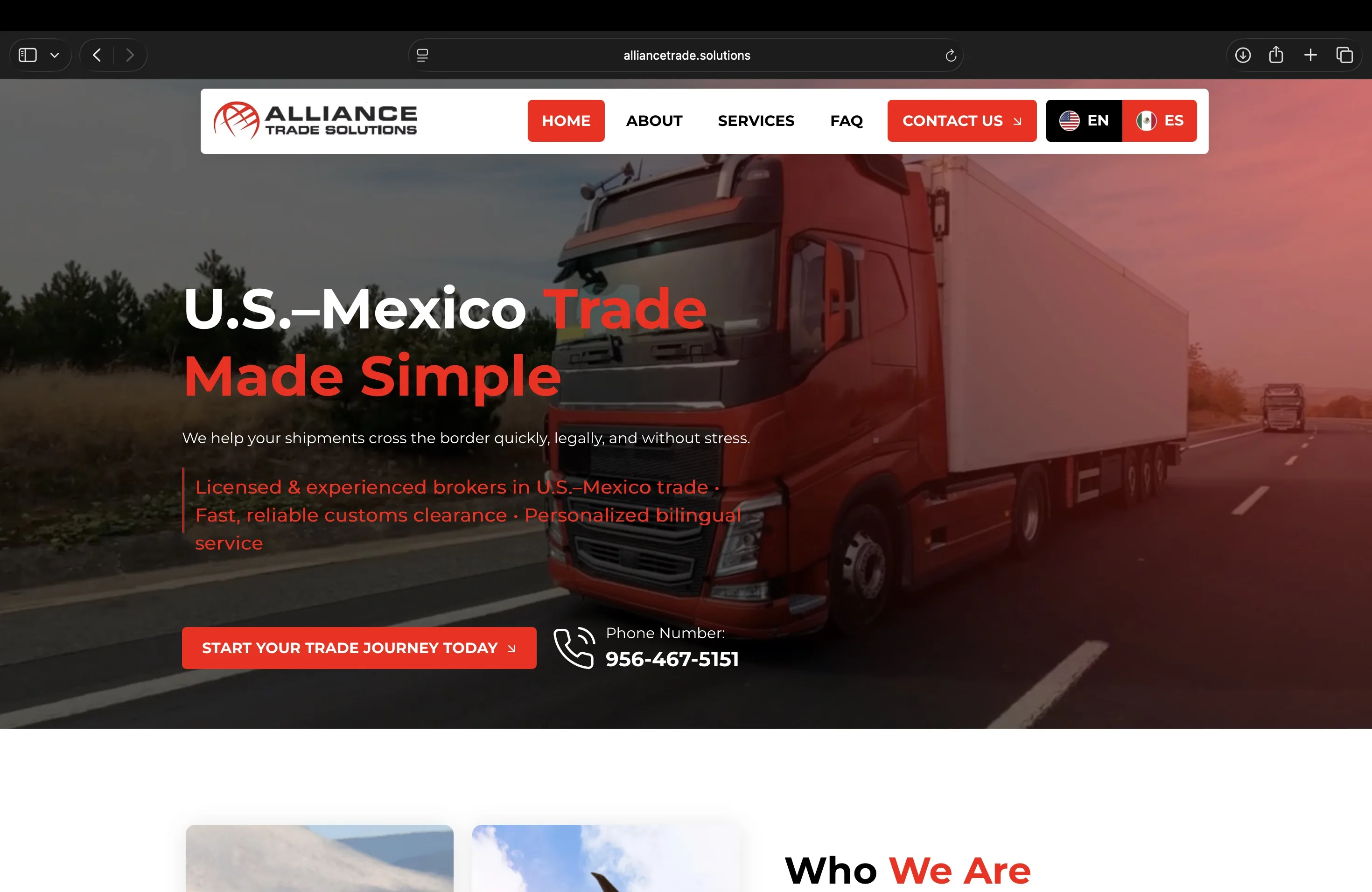 Alliance Trade Solutions website screenshot