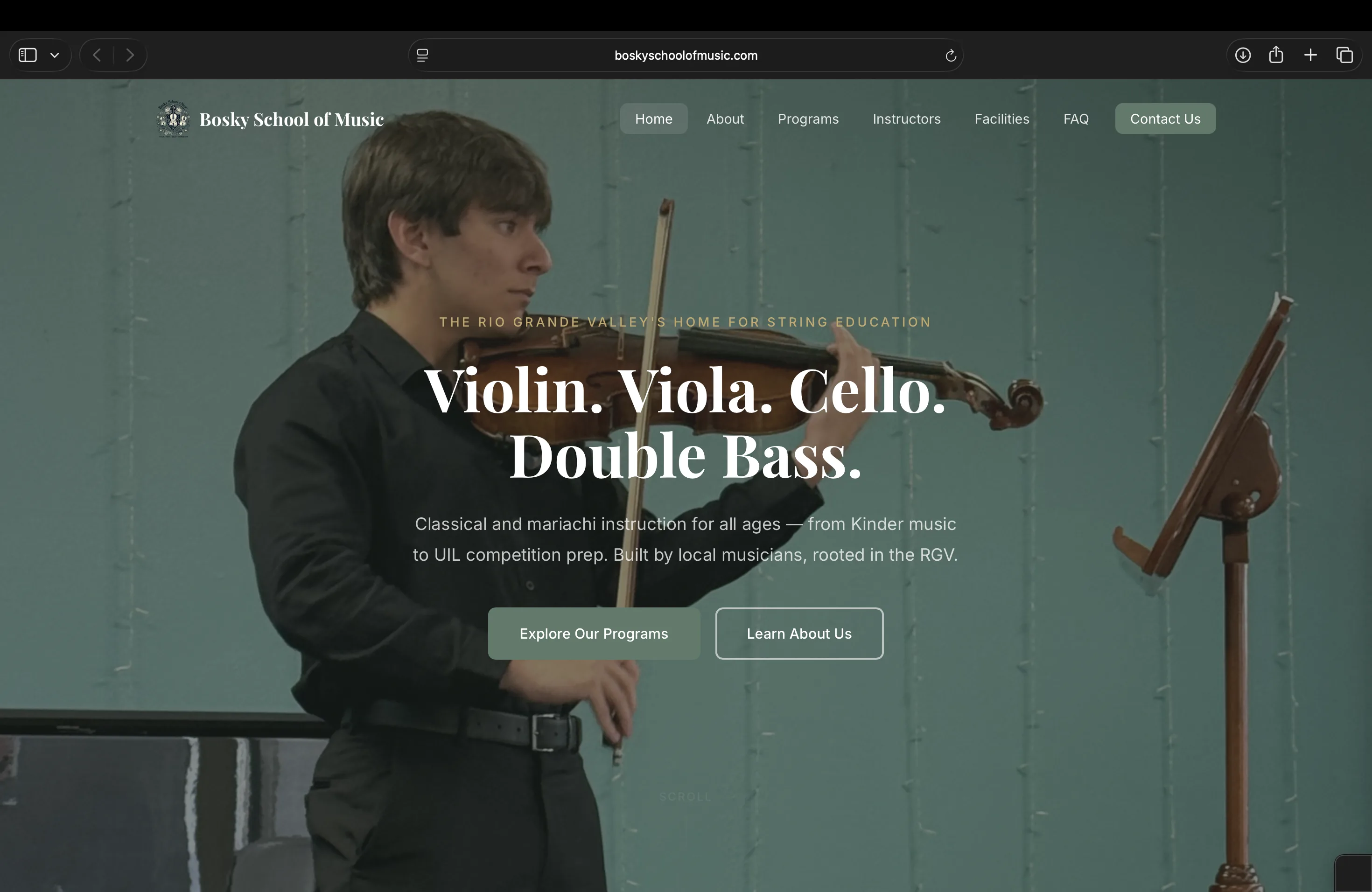 Bosky School of Music website screenshot
