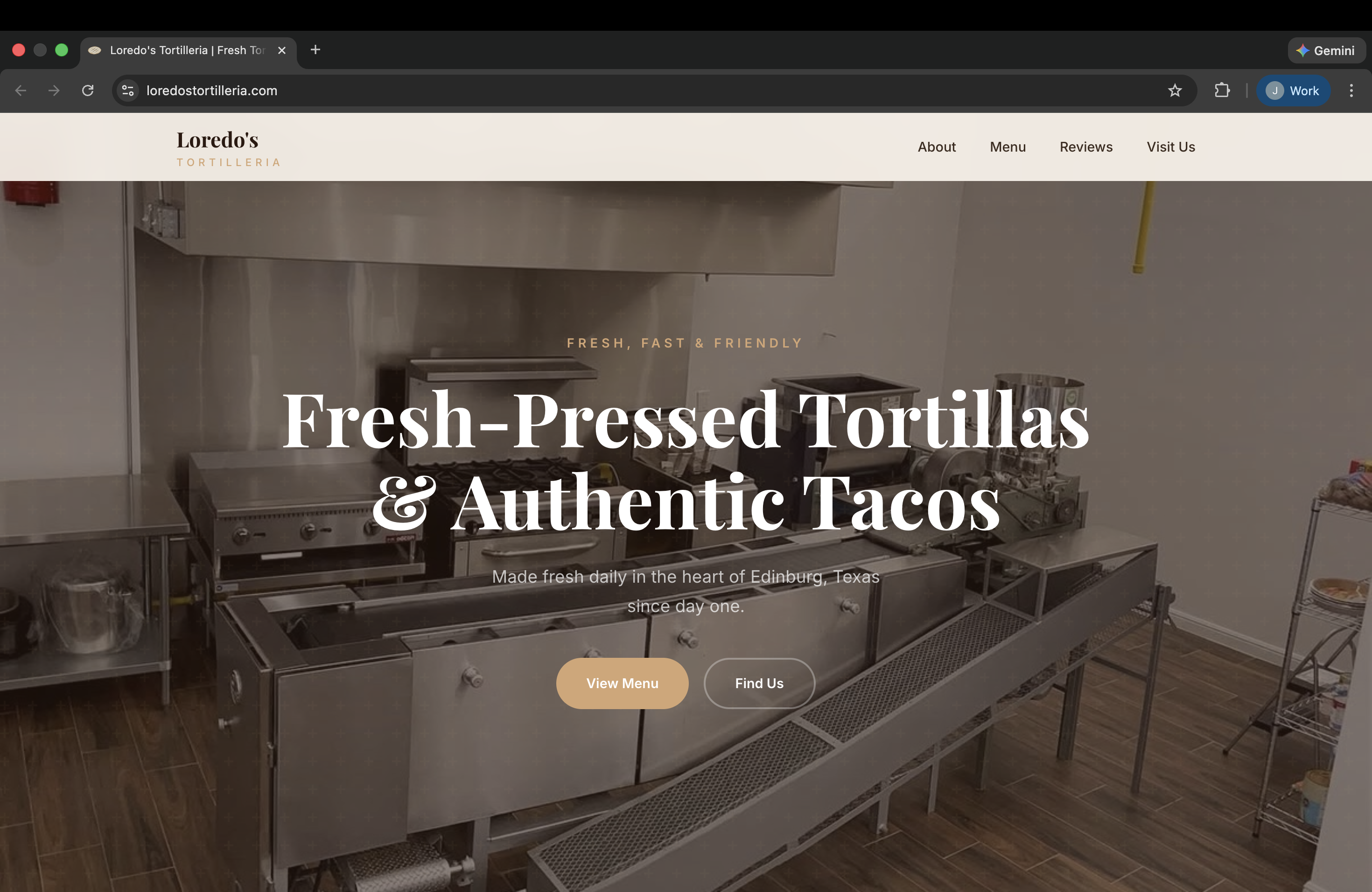 Loredo's Tortilleria website screenshot