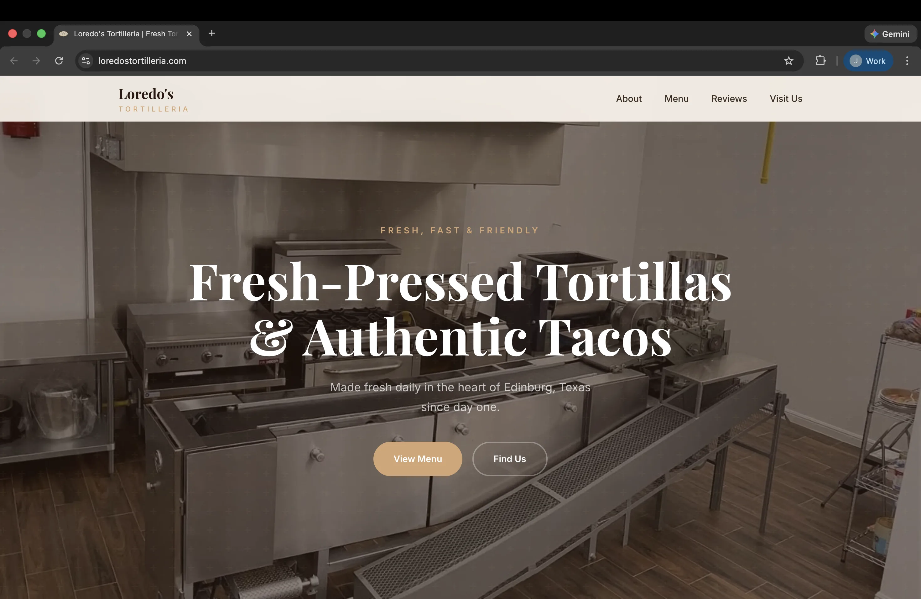 Loredo's Tortilleria website screenshot